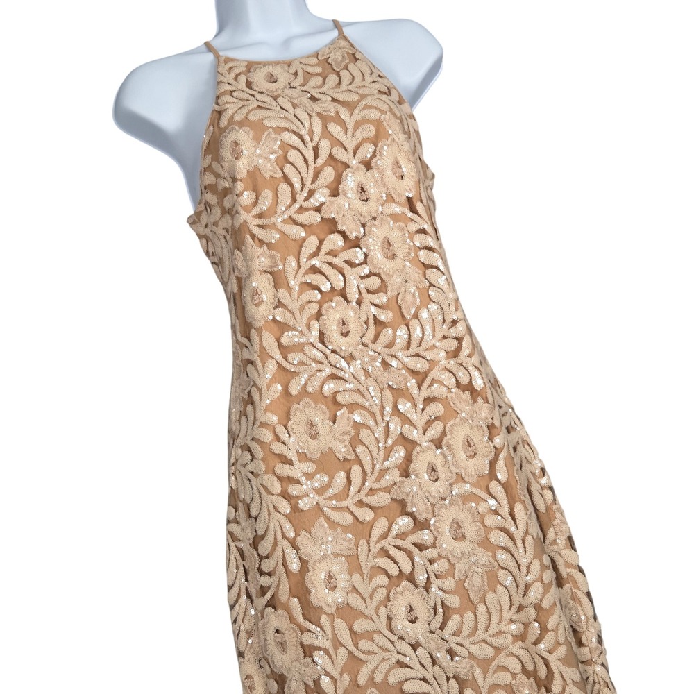Belle Badgley Mischka NEW Women 2 Camilla Illusion Lace‎ Dress Maxi Sequin - Picture 2 of 9